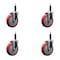 Service Caster 5'' Red Poly Wheel Swivel 3/4'' Expanding Stem Caster Set, 4PK SCC-EX20S514-PPUB-RED-34-4 - alternate 1